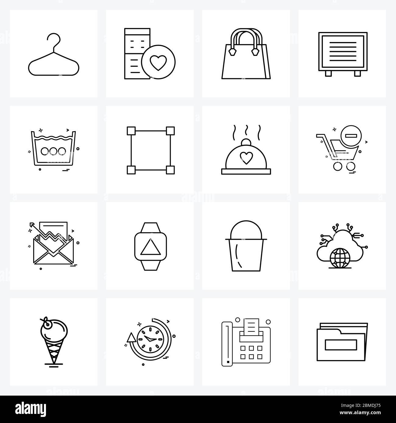 16 Universal Icons Pixel Perfect Symbole von Wanne, Wasser, Einkaufen, sicher, Überfall Vektor Illustration Stock Vektor