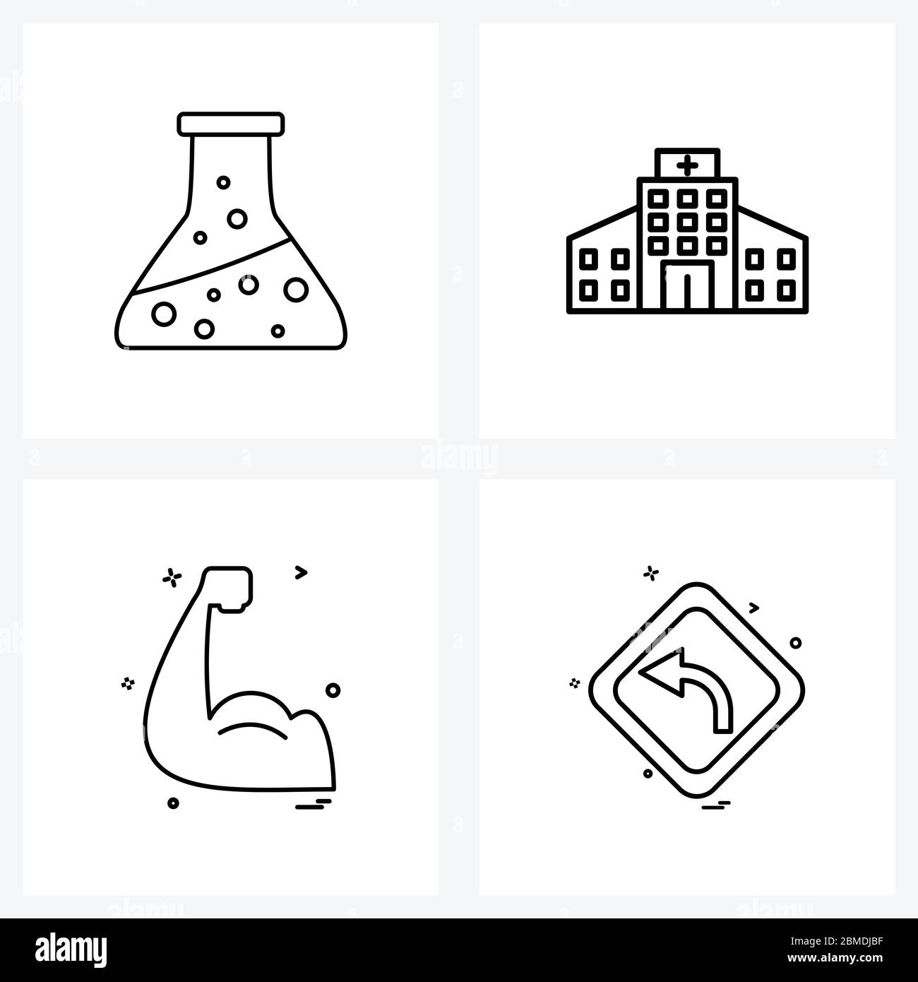 Pixel Perfect Set von 4 Vektor-Linien-Icons wie Biologie, Laufen, Wissenschaft, Gebäude, Avatar Vektor-Illustration Stock Vektor