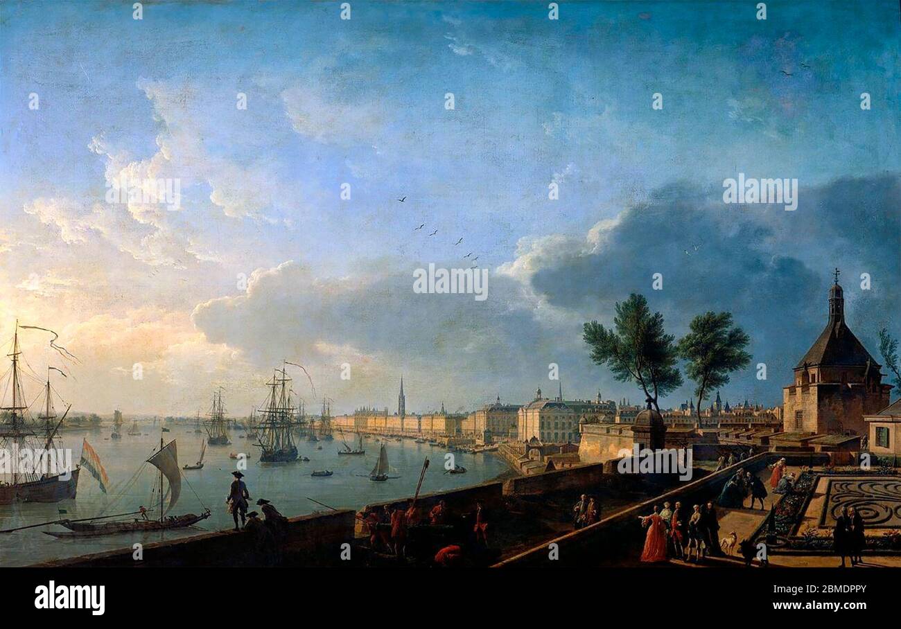 Mondhafen - Blick auf den Hafen von Bordeaux - Claude Joseph Vernet, 1759 Stockfoto