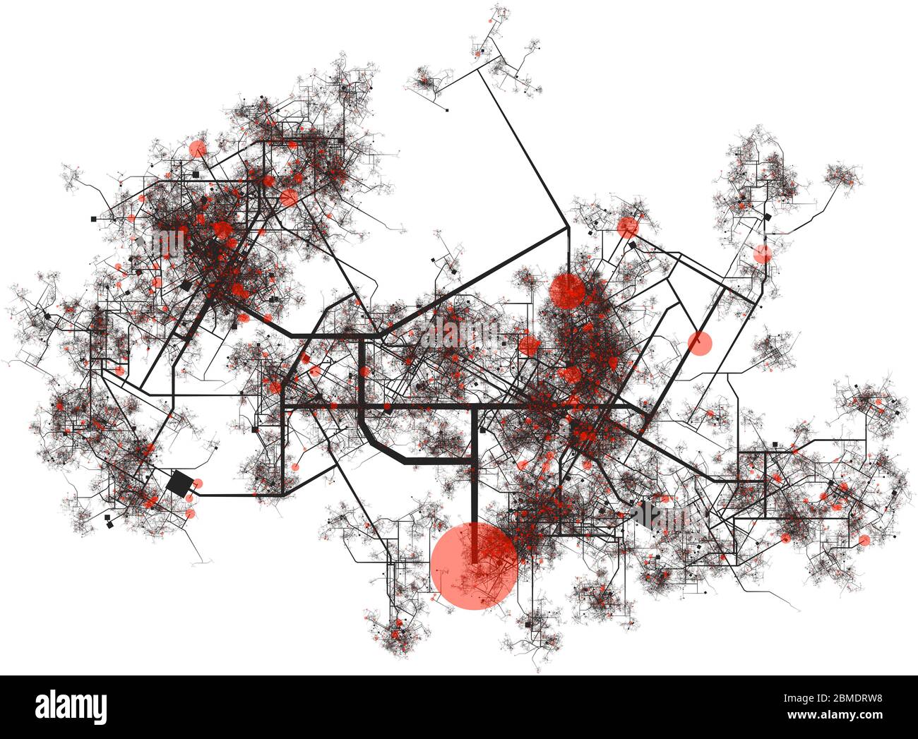 Kette der Infektion Coronavirus Covid-19 Stadt-weites Lockdown-Konzept Stockfoto