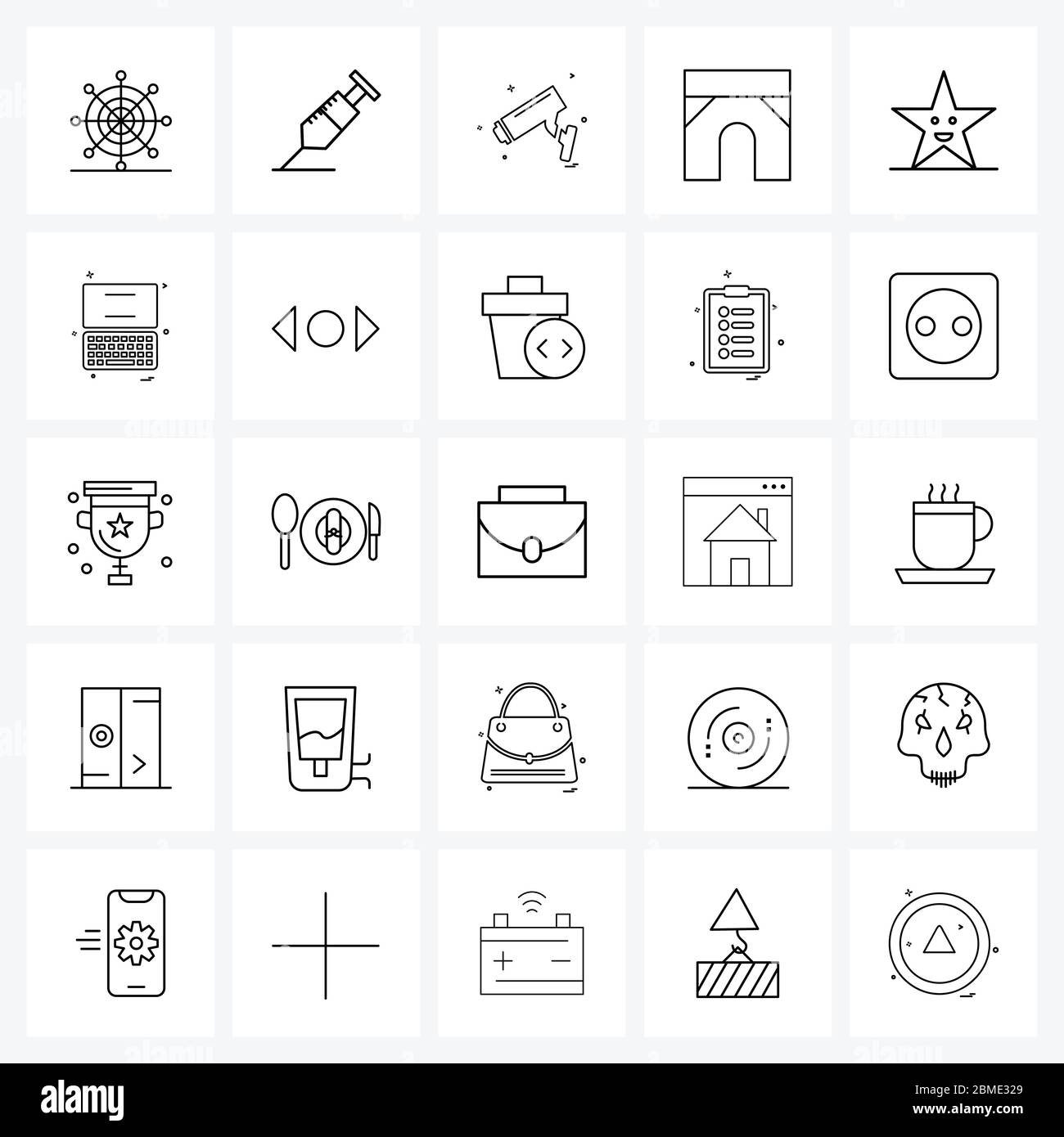 Set von 25 Simple Line Icons für Web und Print wie Stern, Dekoration, cctv, Weihnachten, Bild Vektor Illustration Stock Vektor