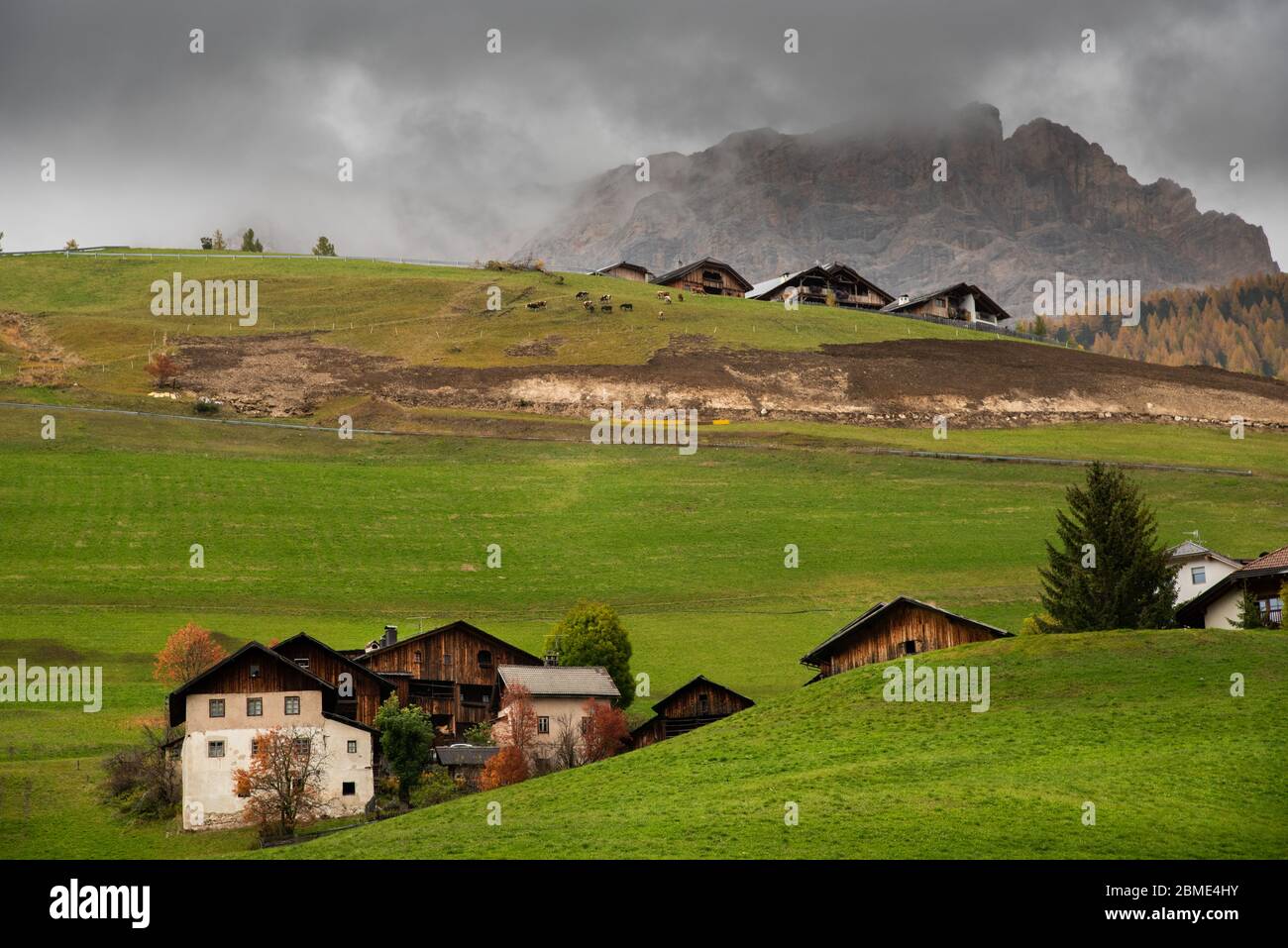 Holzhäuser im Dorf costadedoi in den italienischen alpen Stockfoto