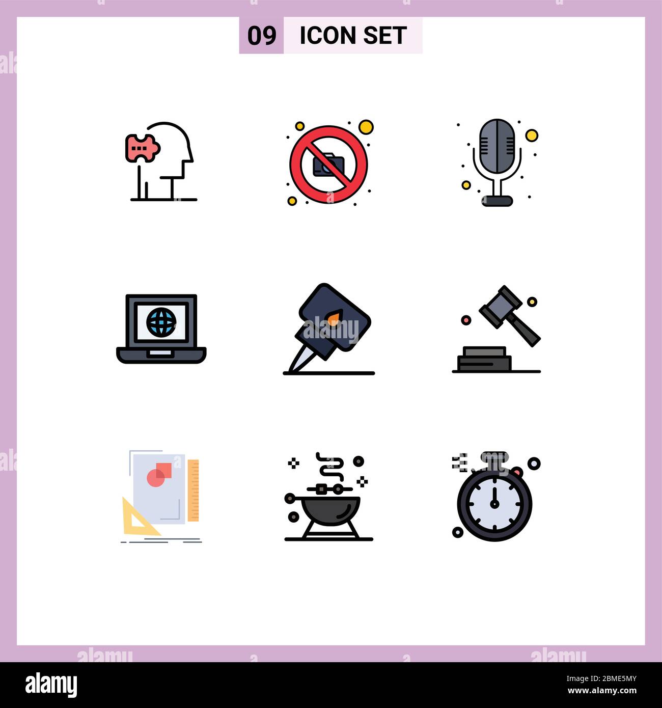 Set von 9 modernen UI-Symbole Symbole Symbole Zeichen für Öl, Motor, Elektronik, Internet, Welt editierbare Vektor Design-Elemente Stock Vektor
