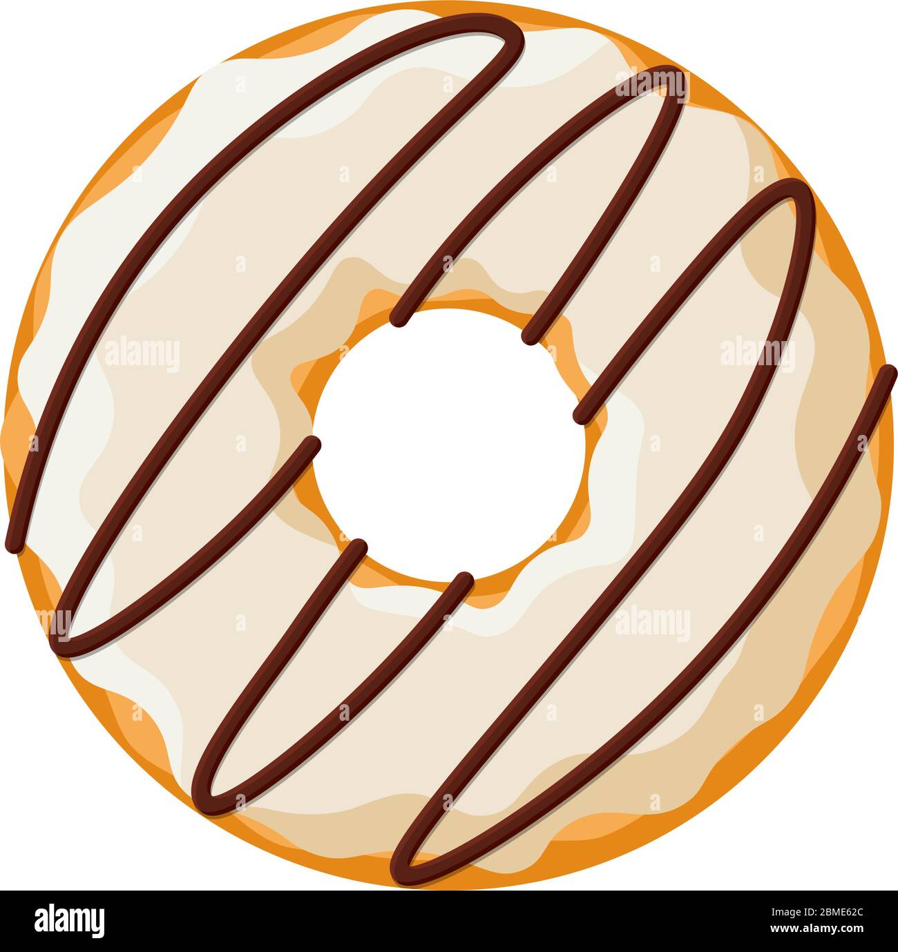 Cartoon bunte leckere Donut isoliert auf weißem Hintergrund. Strip glasierten Donut Draufsicht für Kuchen Café Dekoration oder Menü-Design. Vektorgrafik flach Stock Vektor