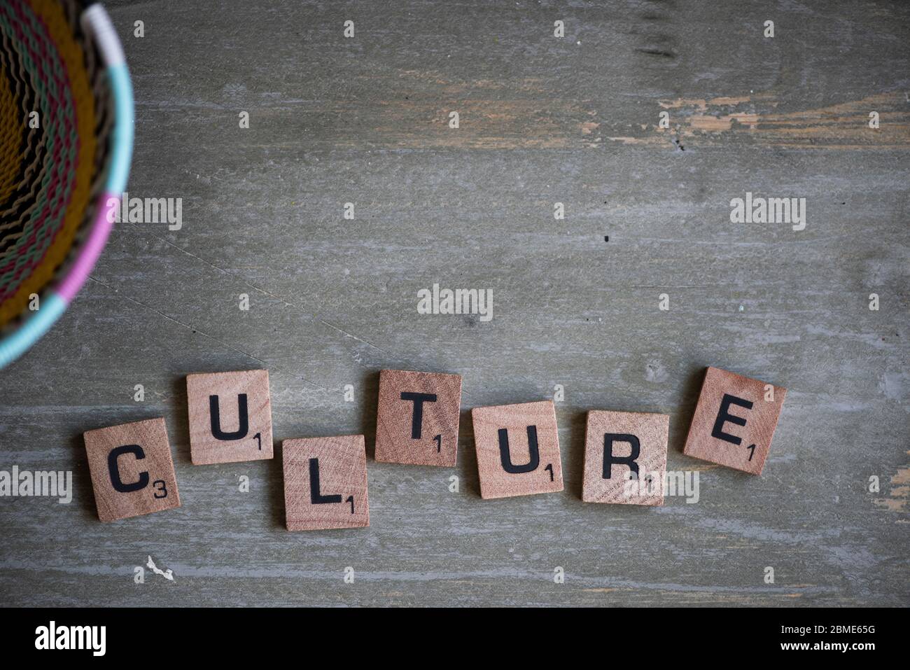 Kultur in Blockbuchstaben Stockfoto