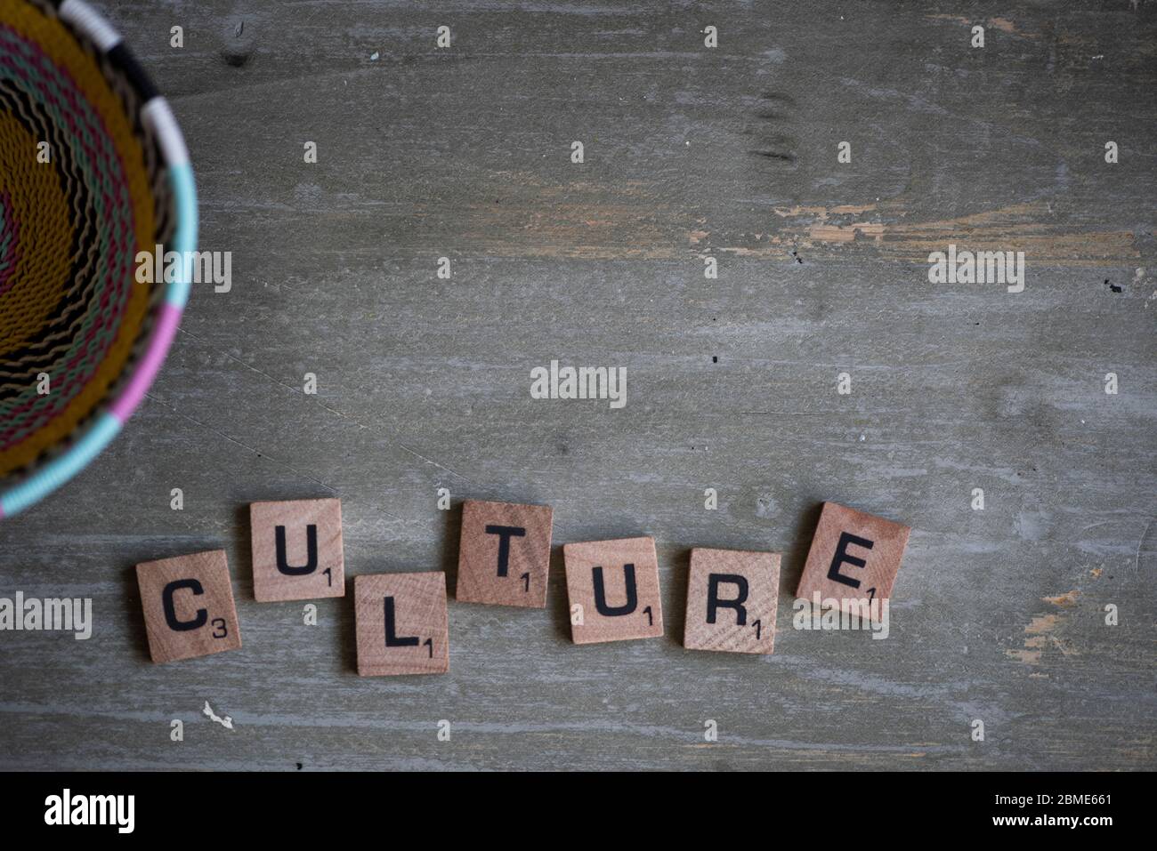 Kultur in Blockbuchstaben Stockfoto