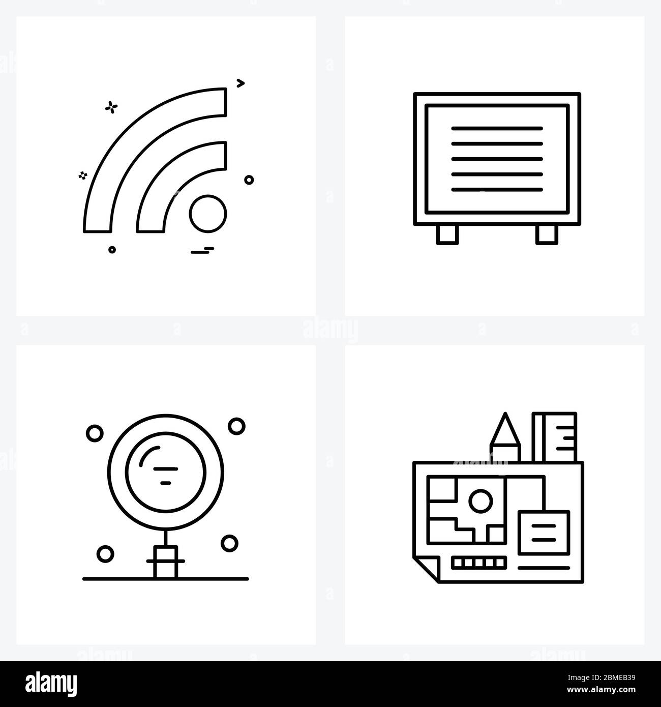 Linie Symbol Set von 4 modernen Symbole von Frau, digital, Tech, Raub, Architekt Vektor Illustration Stock Vektor