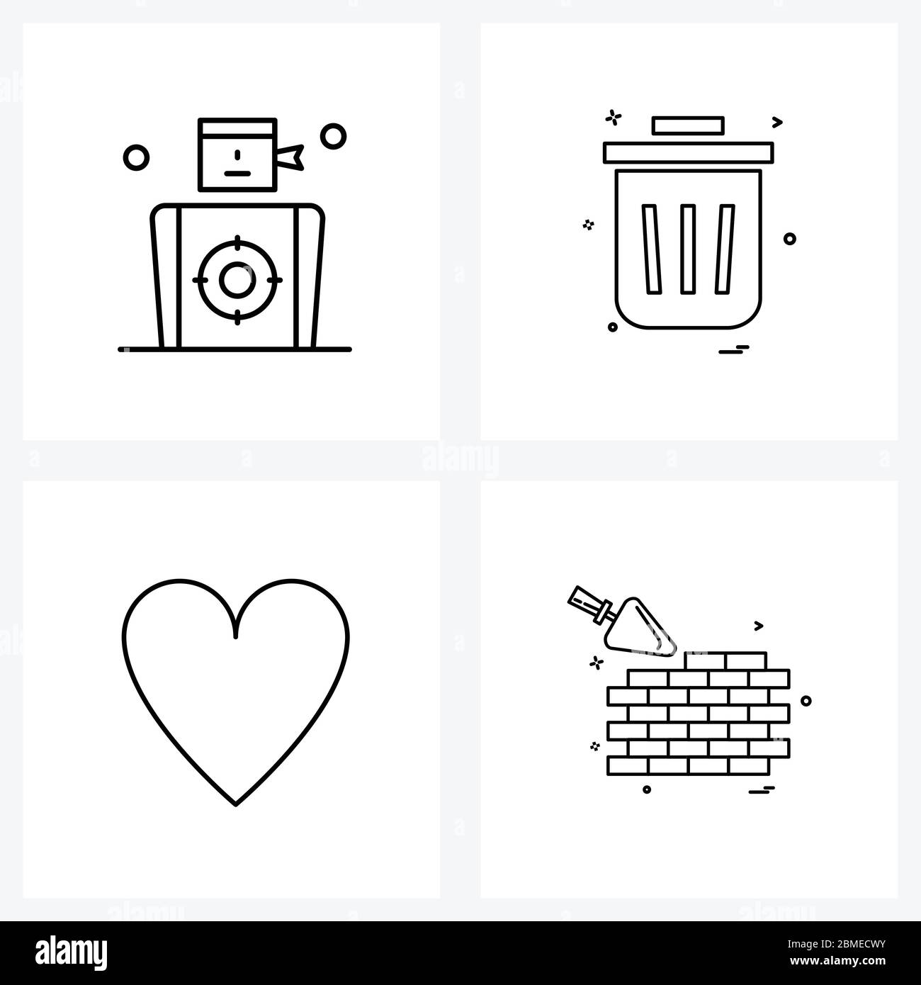 Isolierte Symbole Set von 4 einfachen Linien Symbole von Darts, Liebe
