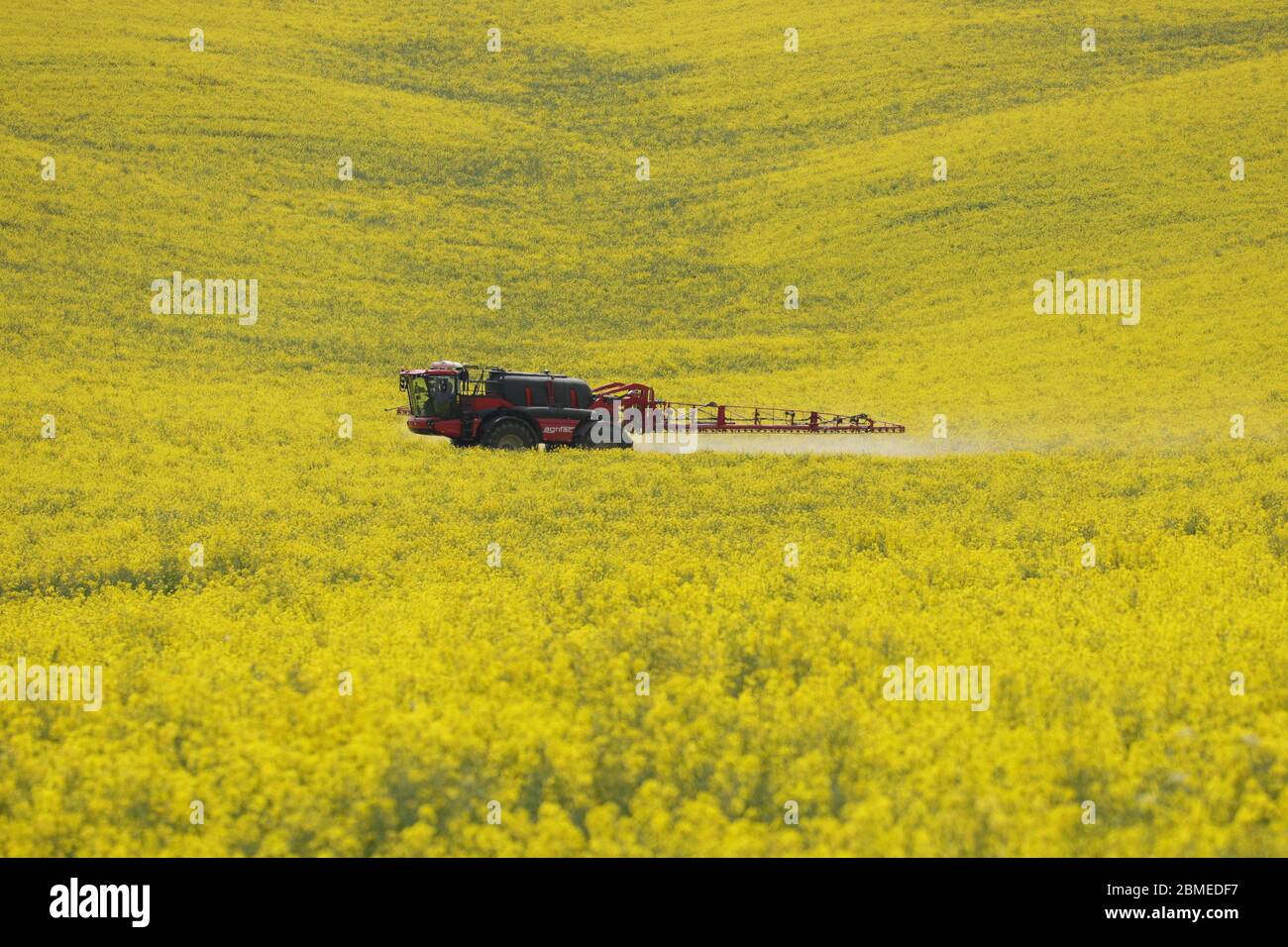 Oxfordshire. Mai 2020. Ein Landfahrzeug arbeitet am 8. Mai 2020 auf einem cole-Feld in Oxfordshire, Großbritannien. Kredit: Tim Ireland/Xinhua/Alamy Live News Stockfoto