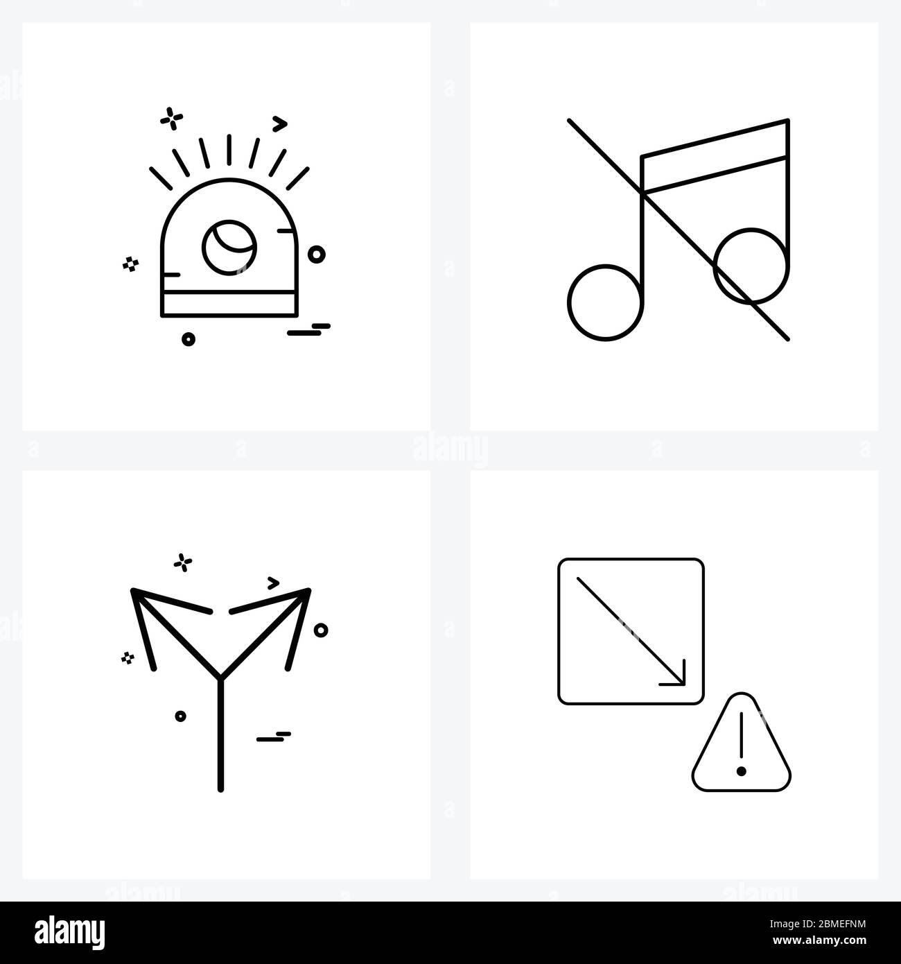 Mobile UI Line Icon Set von 4 modernen Piktogrammen von Sirene, Business, Musik, Pfeil, Intelligenz Vektor Illustration Stock Vektor