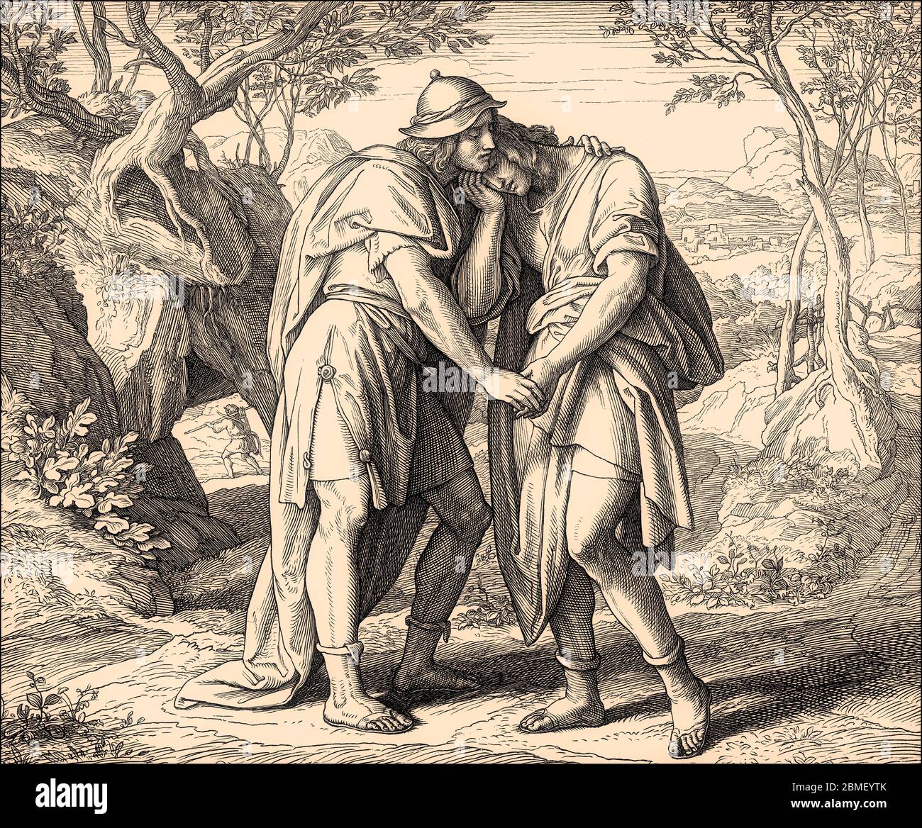 David und Jonathan, Altes Testament, von Julius Schnorr von Carolsfeld Stockfoto