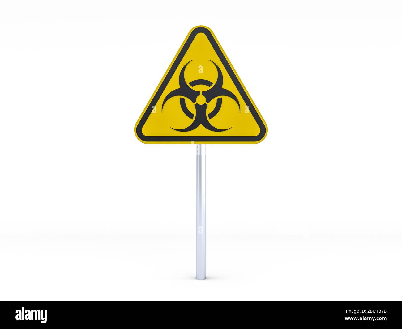 Virus COVID-19, Alarm für Pandemierisiko. Schild für Biohazard. Warnzeichen des Virus. 3D-Rendering Stockfoto