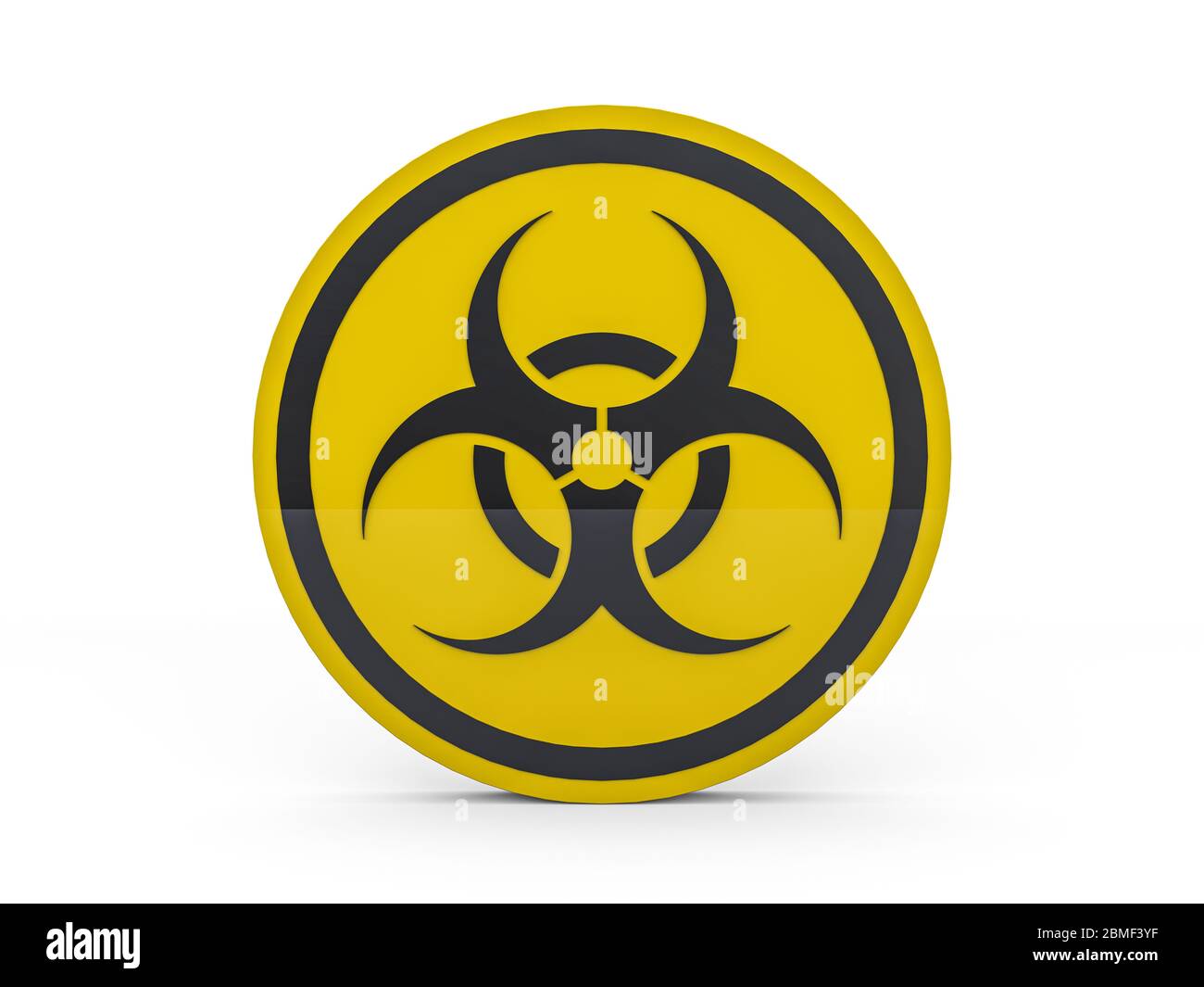 Virus COVID-19, Alarm für Pandemierisiko. Schild für Biohazard. Warnzeichen des Virus. 3D-Rendering Stockfoto