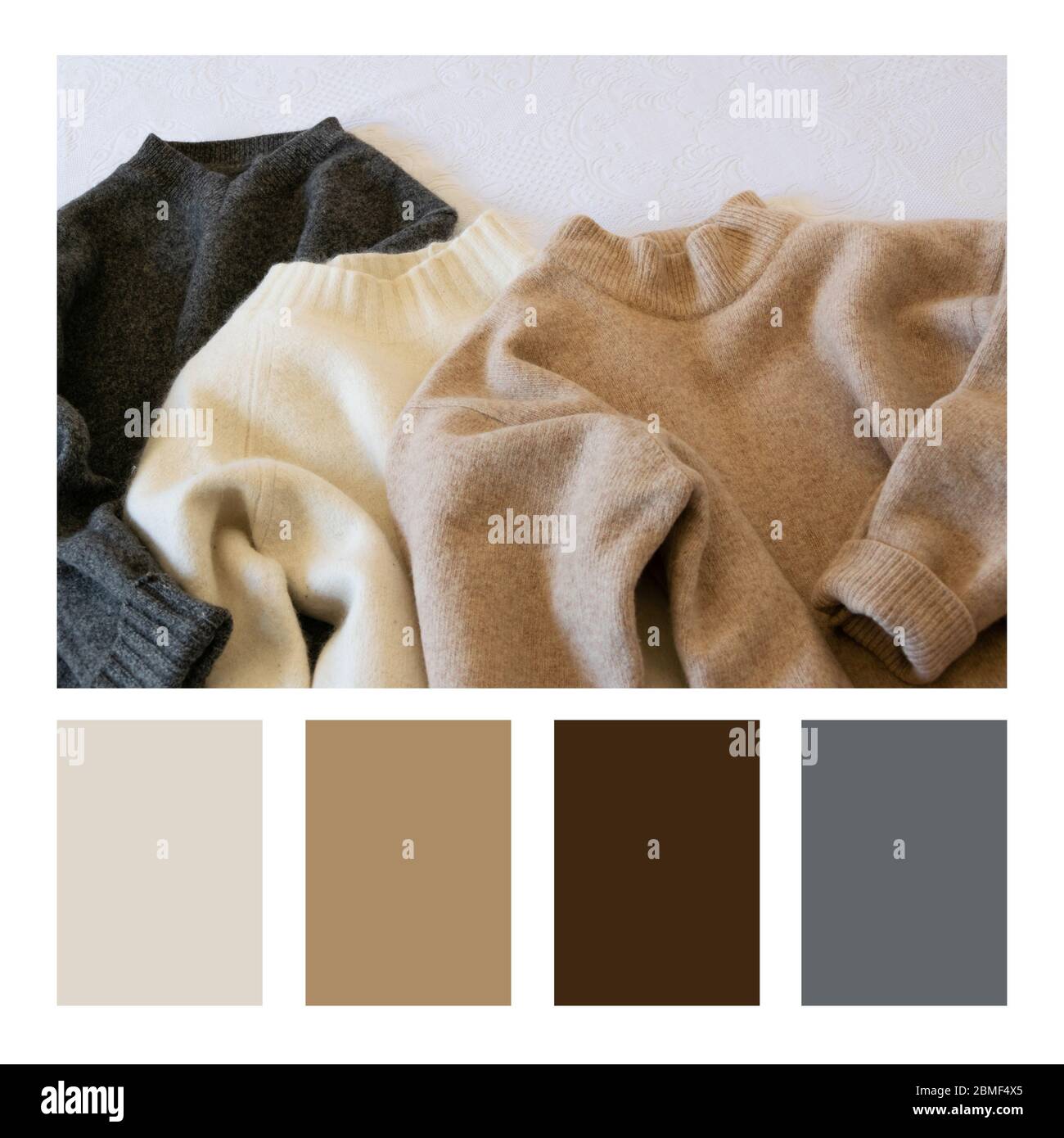 Crop-Ansicht von lässigen Winter Frauen Sweaterin einer Farbpalette, mit kostenlosen Farbfeldern Stockfoto
