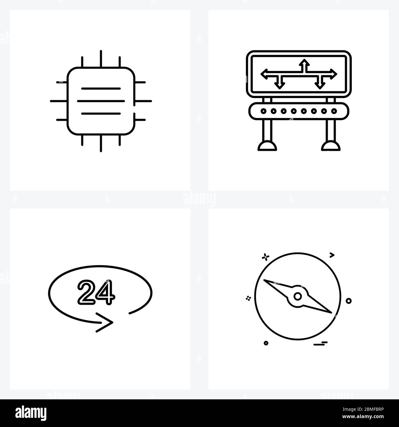 4 Interface Line Icon Set von modernen Symbolen auf Chip, Regular ...