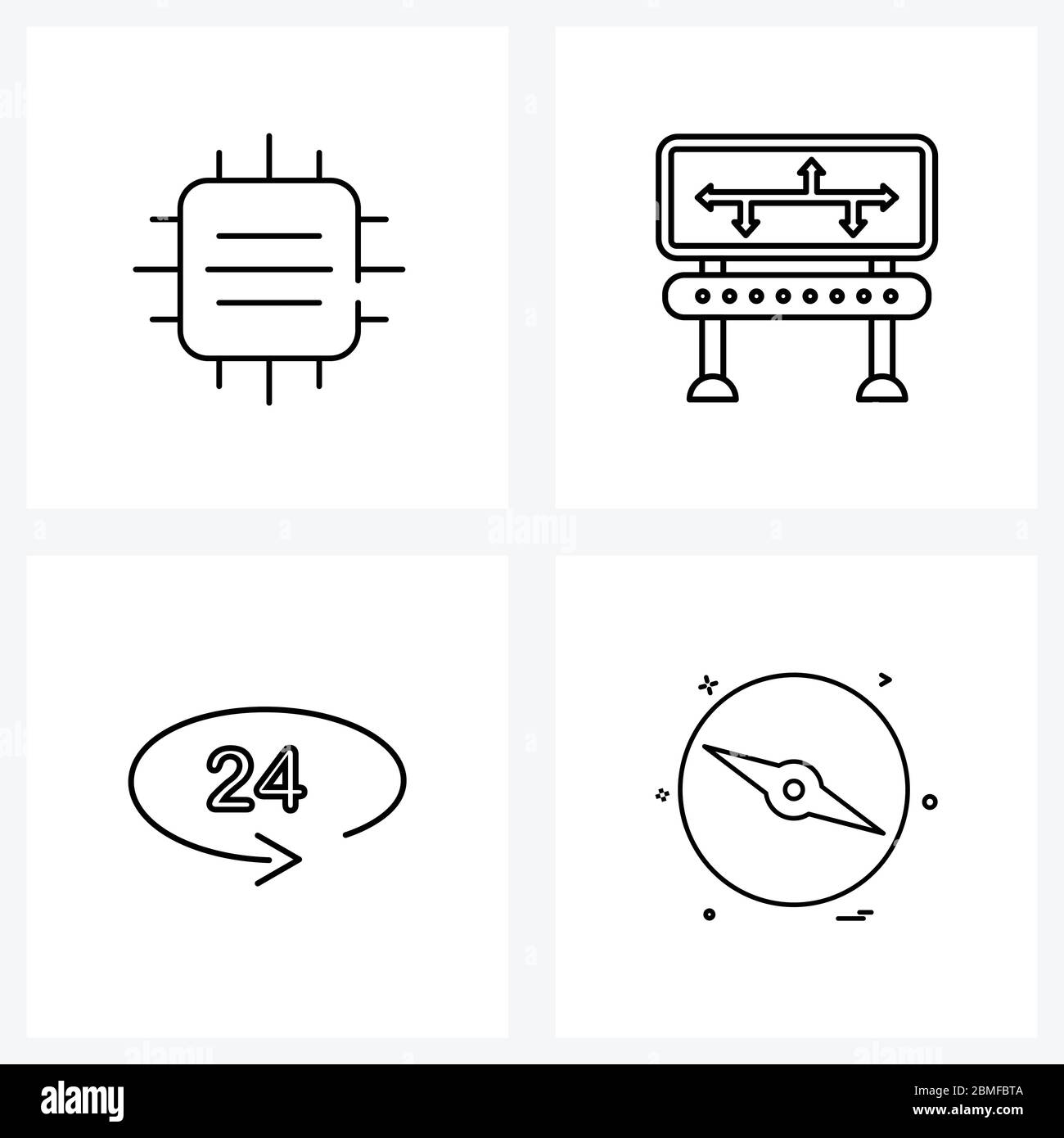 4 Interface Line Icon Set von modernen Symbolen auf Chip, Regular ...