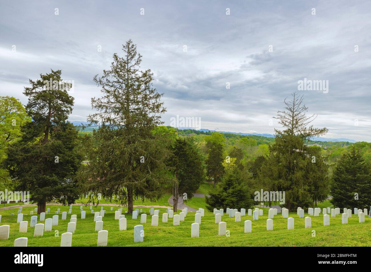 Greeneville, Tennessee, USA - 25. April 2020: Andrew Johnson Nationalfriedhof in Greenville, Tennessee. Stockfoto