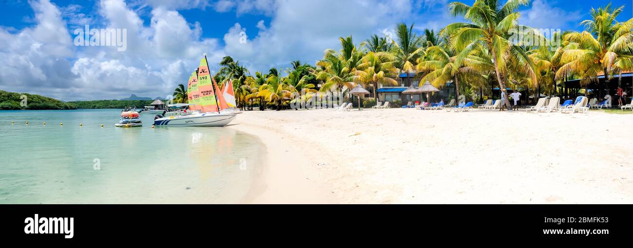 Blue Bay / Mauritius Insel: Strand von Shandrani Hotel in der Nähe von Mahebourg Stockfoto