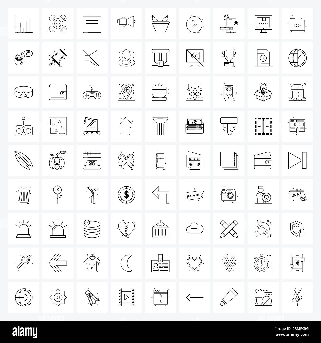 Set von 81 Simple Line Icons von Bieren, Flasche, Tag, Megaphon, Spiel Vektor Illustration Stock Vektor