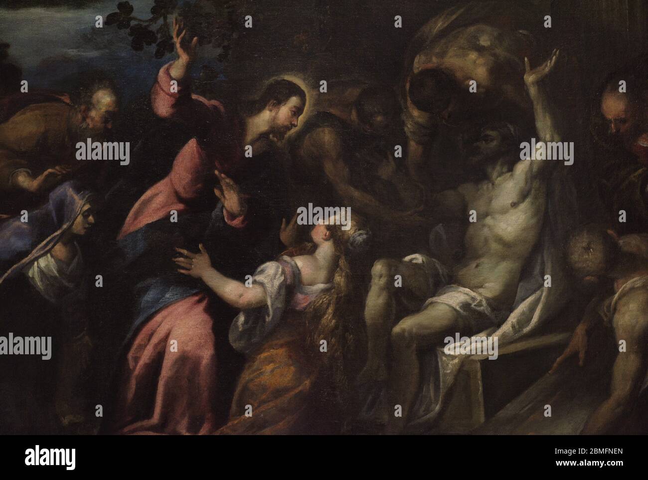 Andrea Vicentino (1539-1614). Italienischer Maler. Die Erhebung von Lazarus, c. 1600. Öl auf Leinwand, 114 x 146 cm. Detail. Nationalmuseum der Schönen Künste Valletta. Malta. Stockfoto