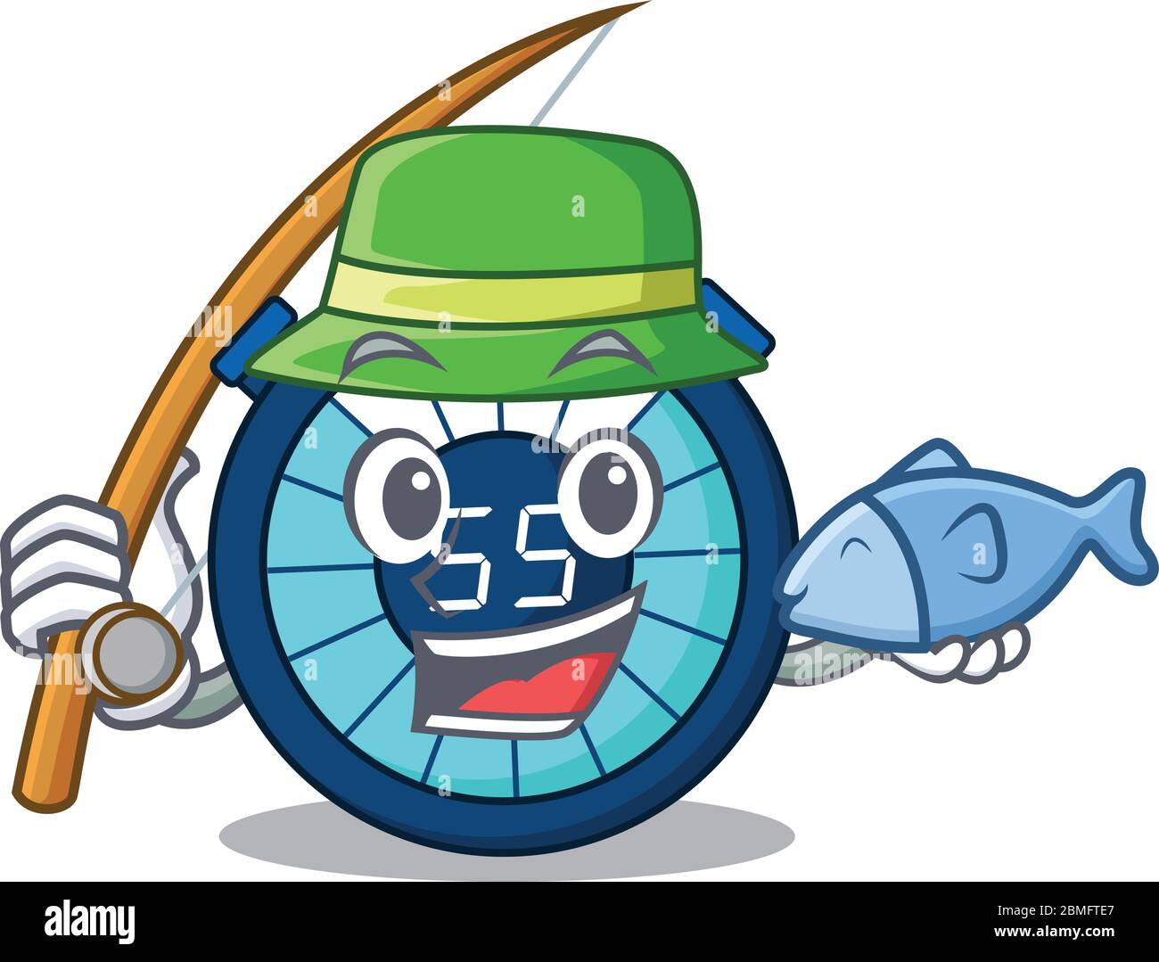 Cartoon Design Konzept der Sanduhr beim Angeln Stock Vektor