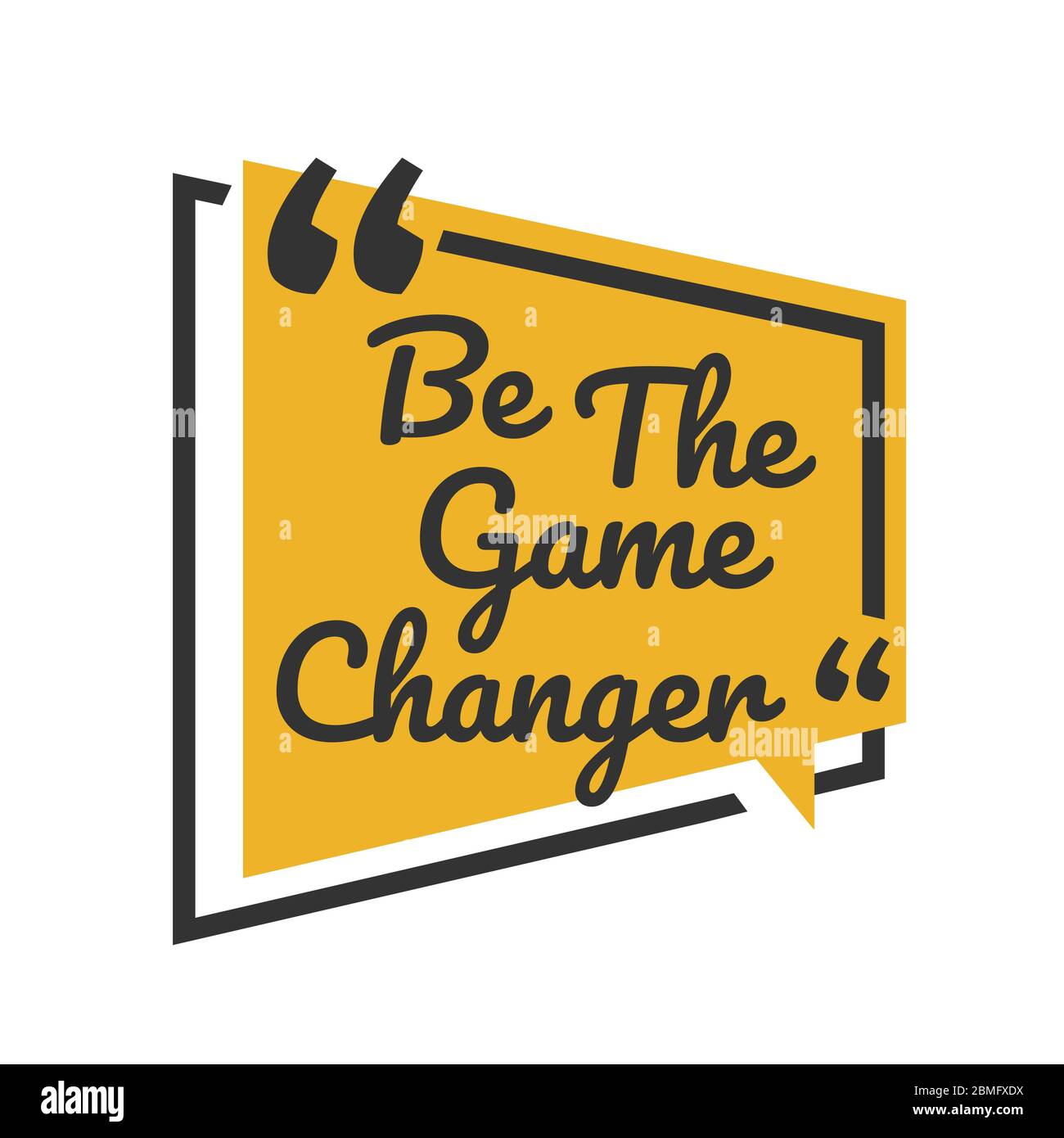 Kreative inspirierende positive Zitate. Seien Sie der Game Changer. Motivation Zitat Vektor Typografie Banner Design Konzept auf blauem quadratischen Form Hintergrund Stock Vektor