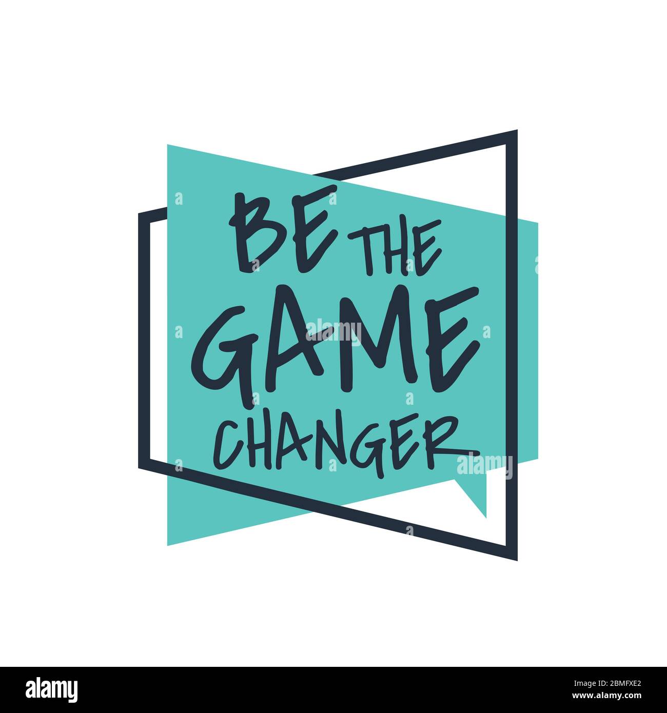 Kreative inspirierende positive Zitate. Seien Sie der Game Changer. Motivation Zitat Vektor Typografie Banner Design Konzept auf blauem quadratischen Form Hintergrund Stock Vektor