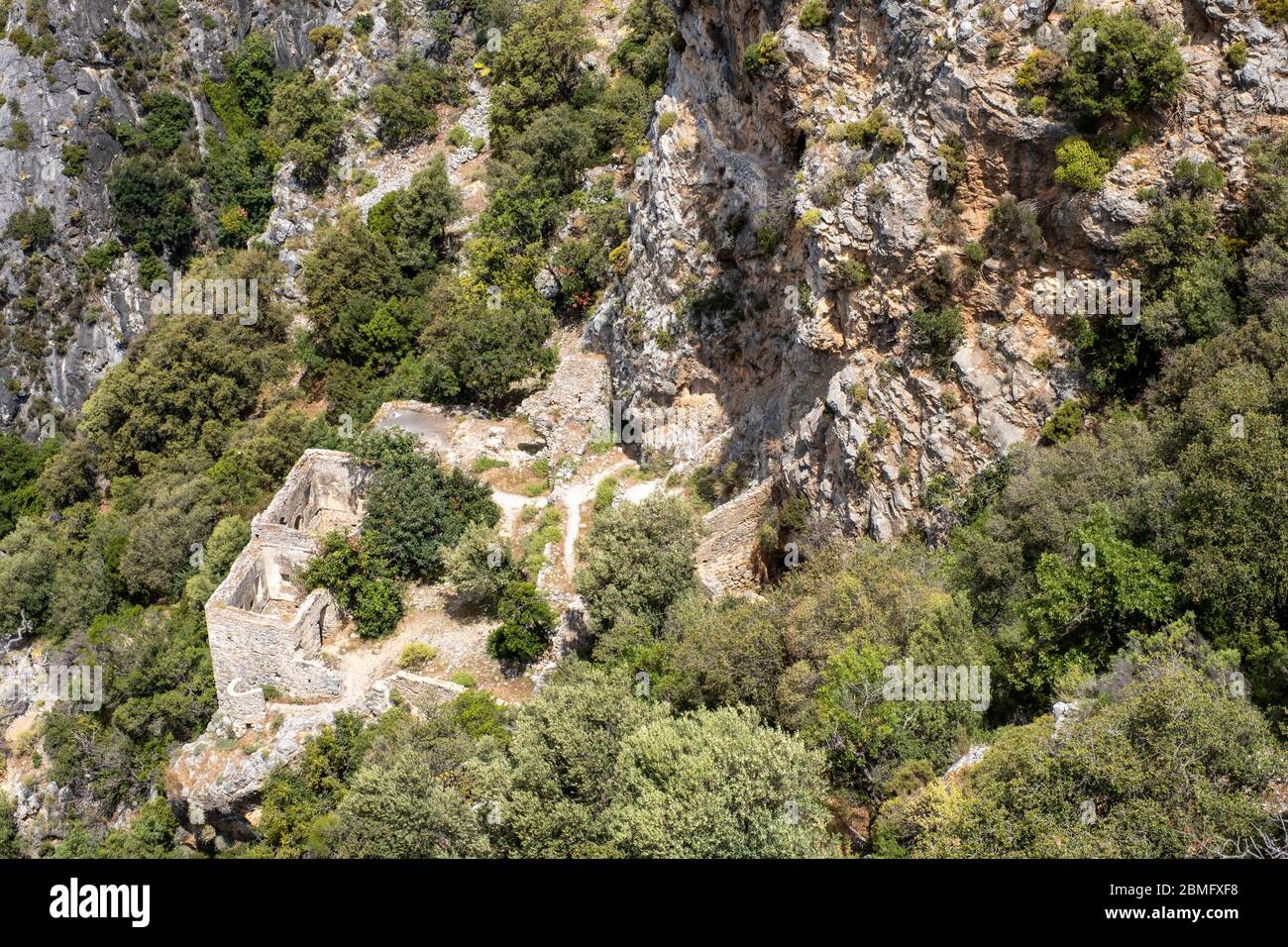 Afkule Kloster in Kayakoy, Fethiye, Mugla, Türkei. Stockfoto