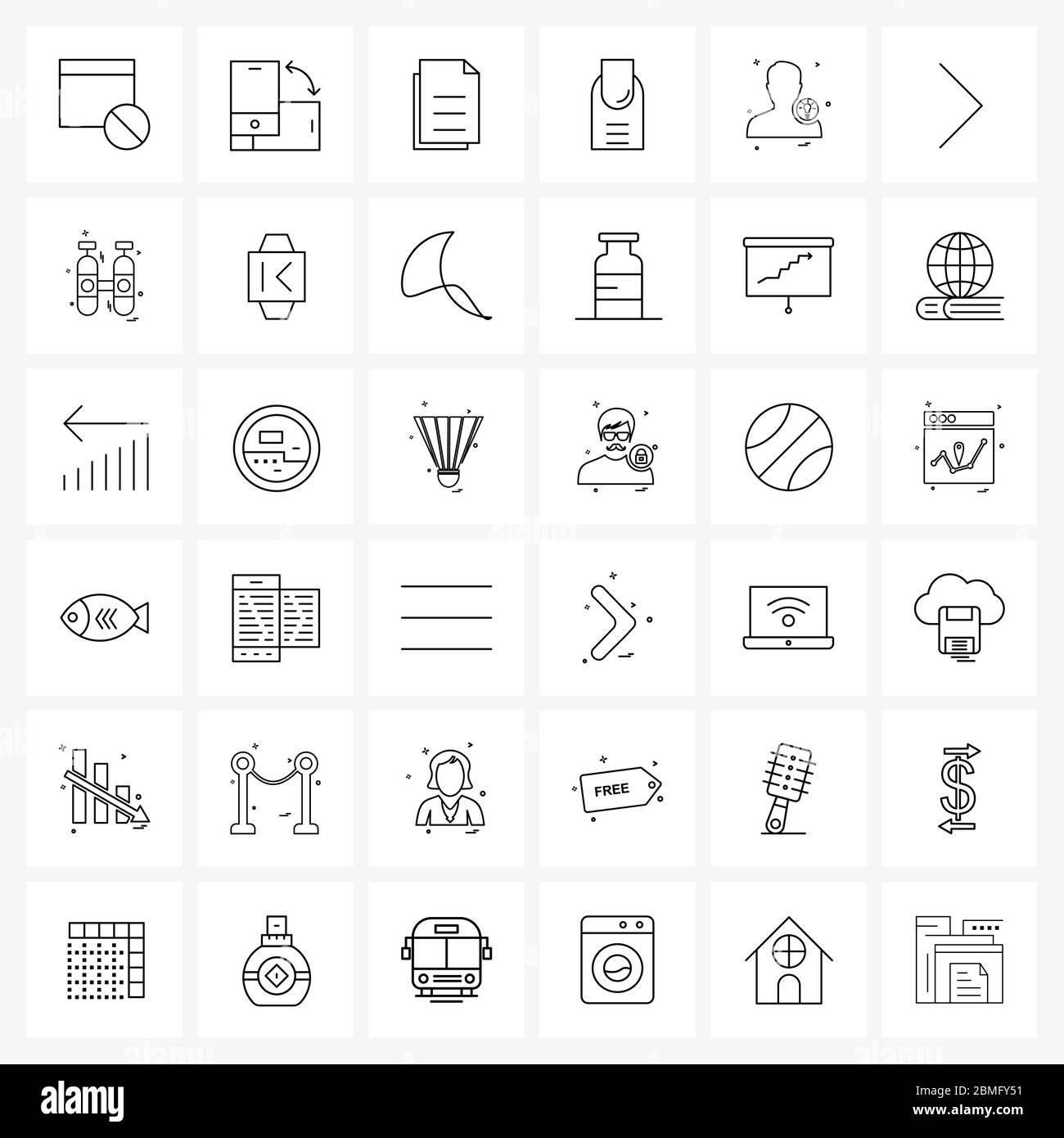 36 Universal Icons Pixel Perfect Symbole von Avatar, Maniküre, Smartphone, Französisch, Dokument Vektor Illustration Stock Vektor