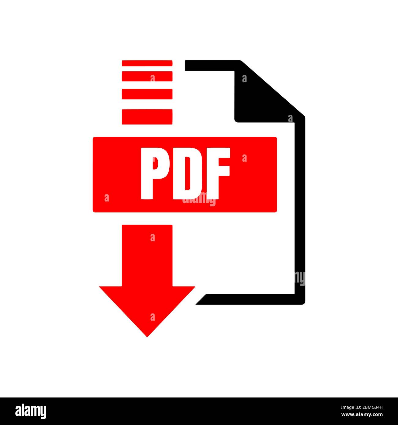 Rot schwarz flaches Zeichen von pdf herunterladen Logo-Symbol-Taste isoliert auf weißem Hintergrund Stock Vektor