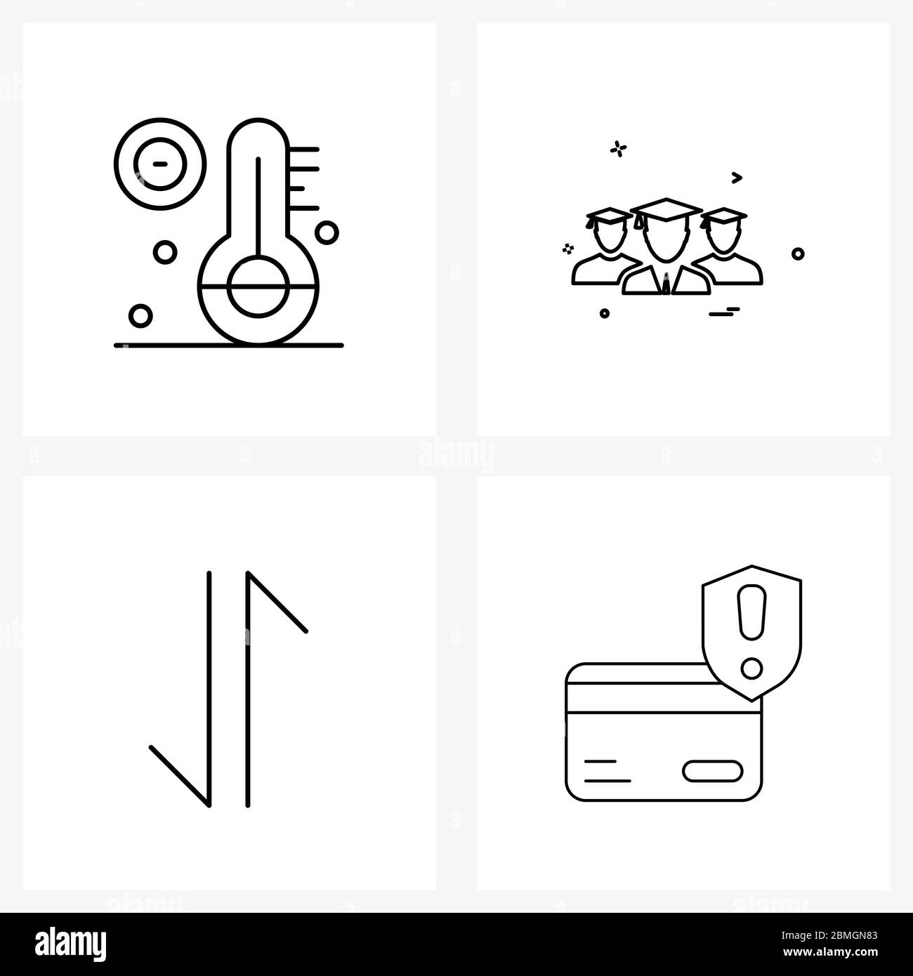 Set von 4 Universal Line Icons Temperatur, unten, Gruppe, Avatar, Credit Vektor Illustration Stock Vektor