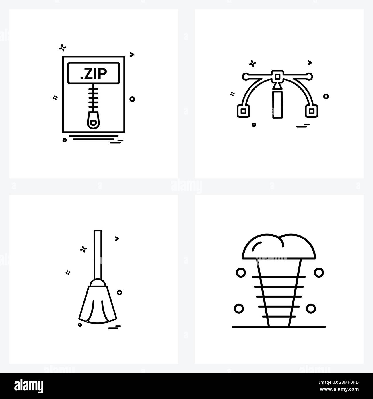 Moderne Vektor-Linie Illustration von 4 Simple Line Icons der Datei, Bildung, Dateiformat, komprimiert, Pinsel Vektor-Illustration Stock Vektor