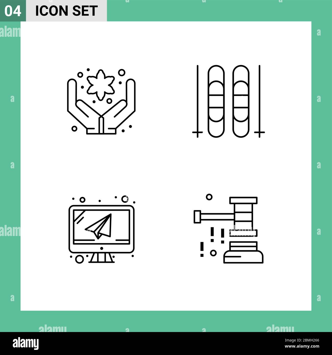 4 User Interface Line Pack moderner Zeichen und Symbole von Hand, Mail, Eis, Computer, Schäfer editierbare Vektor Design-Elemente Stock Vektor