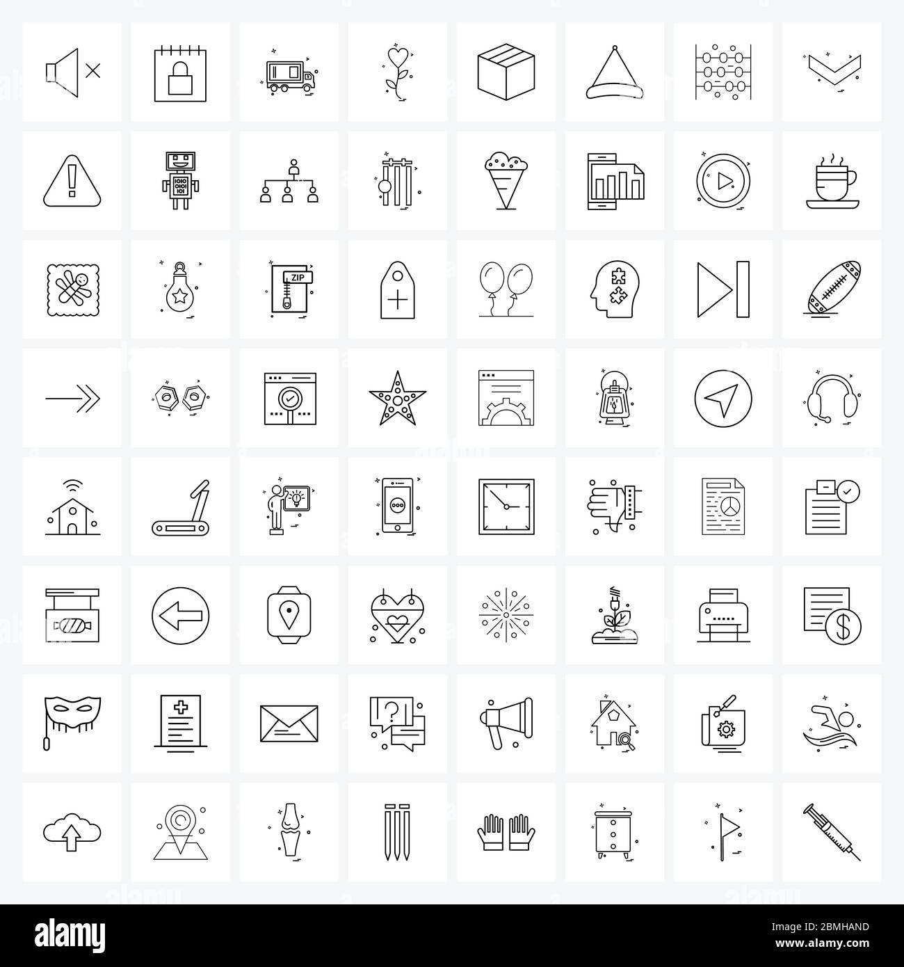 64 Universal Icons Pixel Perfect Symbole für Lieferung, Blume, Transport, Blume, Liebe Vektor Illustration Stock Vektor