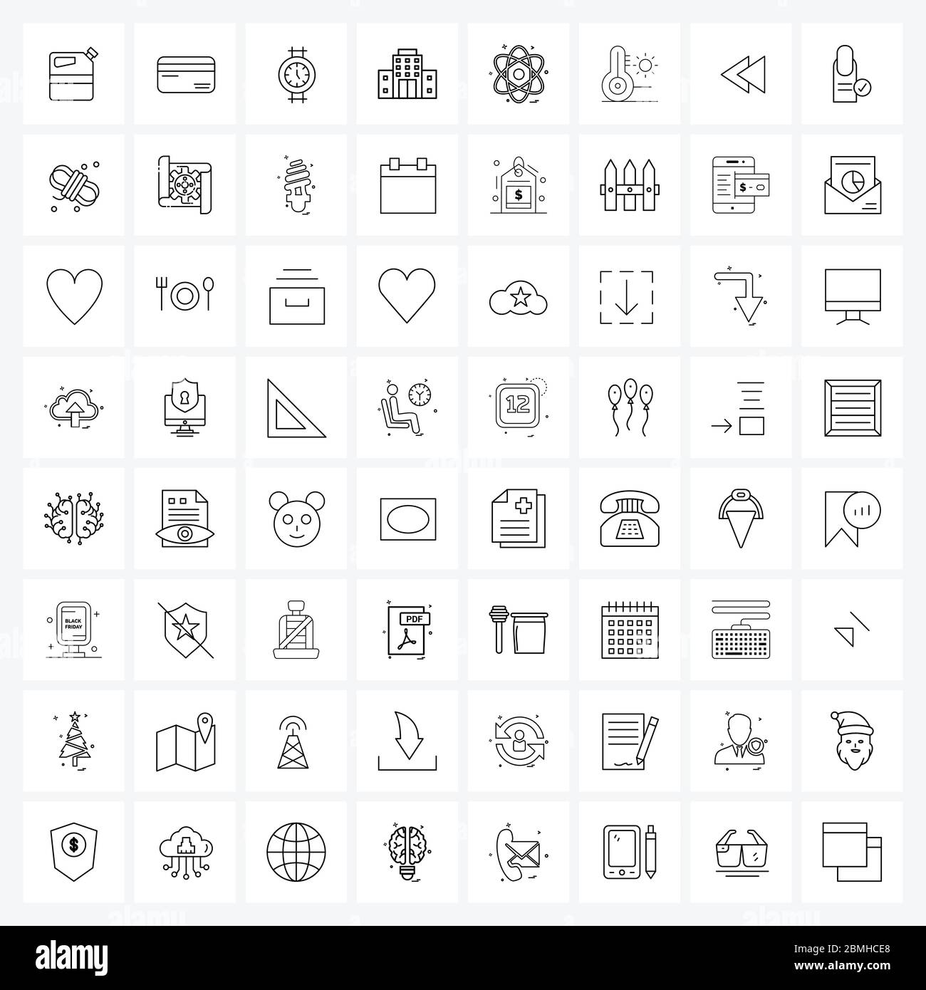 64 Universal Icons Pixel Perfect Symbole von Kern, Firma, Messen, Geschäft, Druck Vektor Illustration Stock Vektor