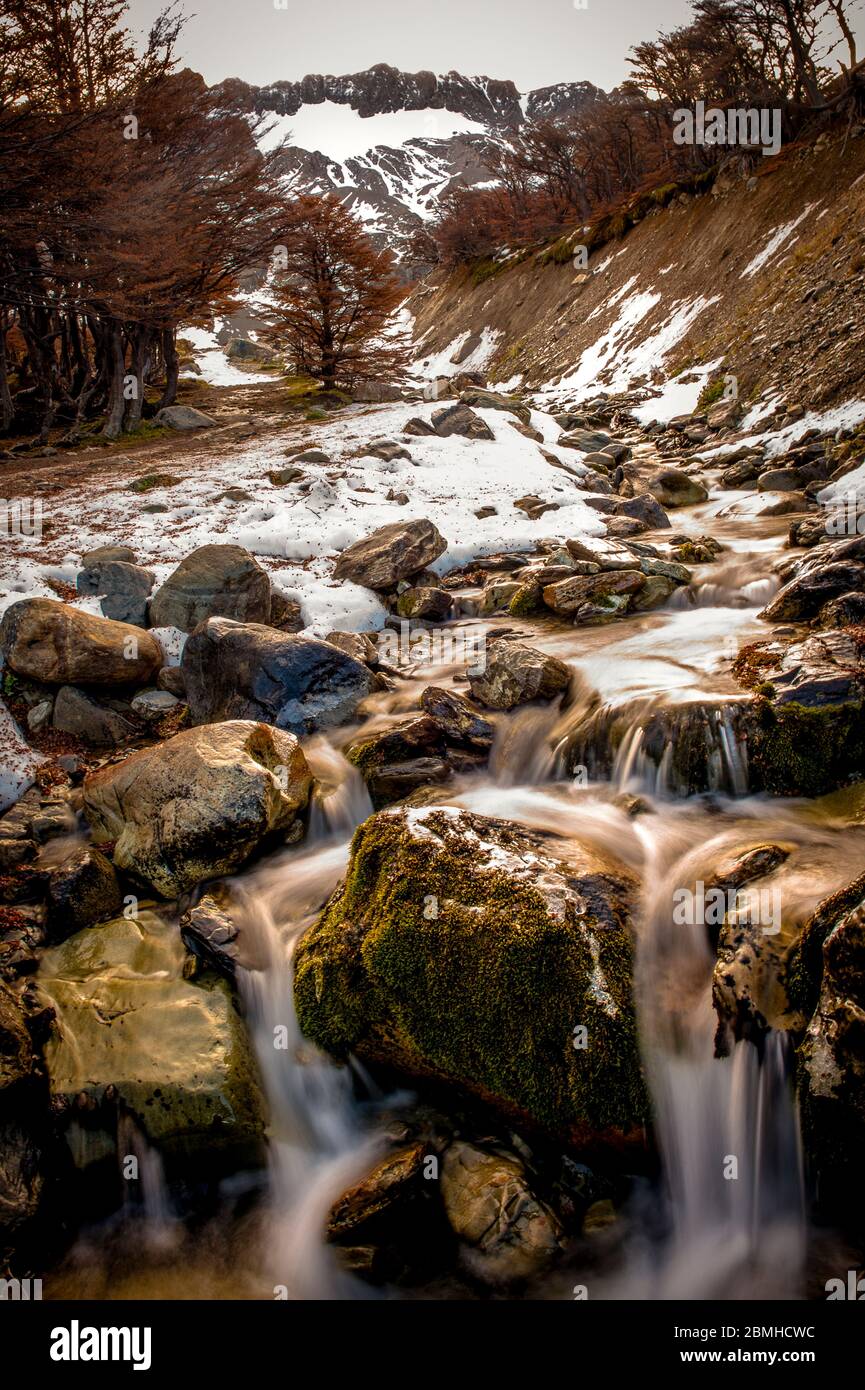Kaskade in Ushuaia nahe dem Martial Glacier Stockfoto