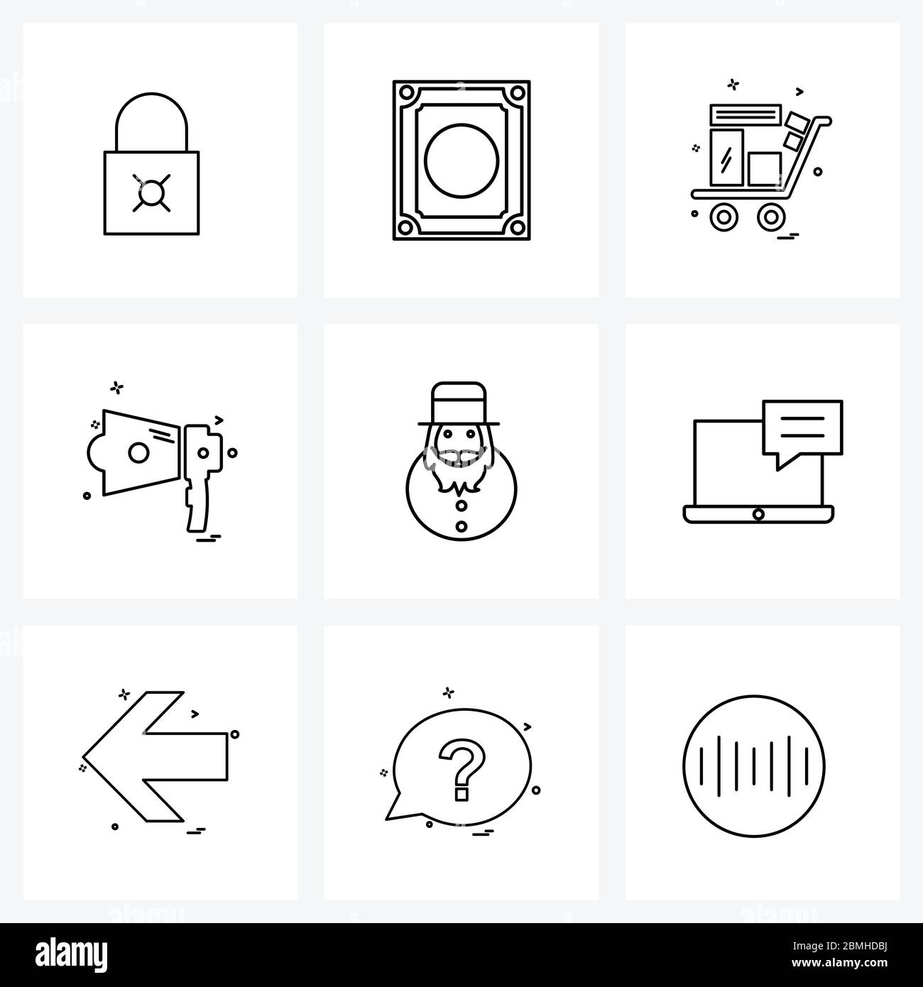 Satz Von 9 Linien Symbol Zeichen Und Symbole Der Winter Santa Gepack Santa Klausel Sound Vektor Illustration Stock Vektorgrafik Alamy
