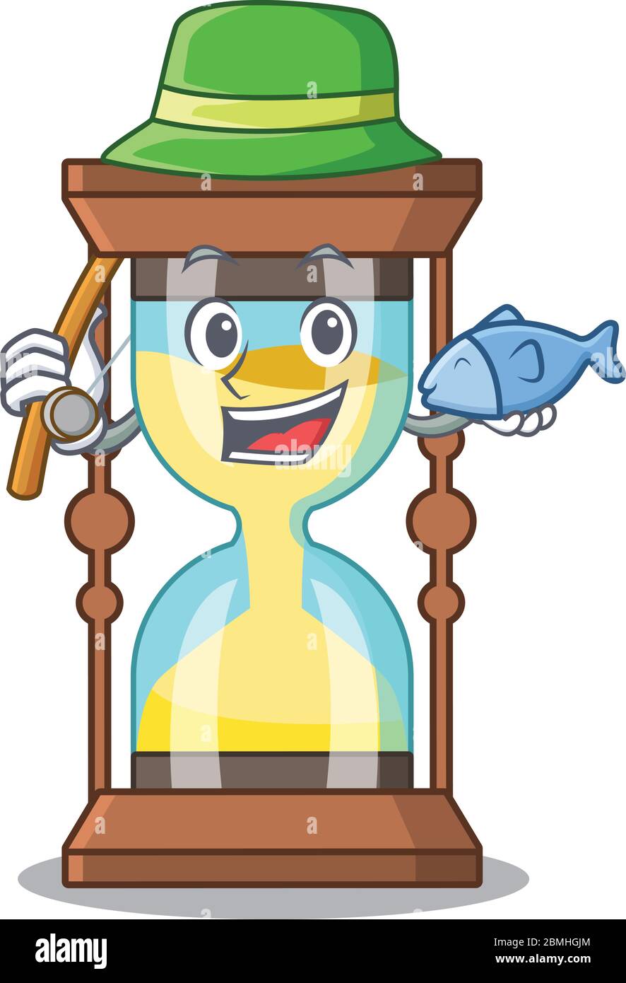 Cartoon Design Konzept der Chronometer beim Angeln Stock Vektor