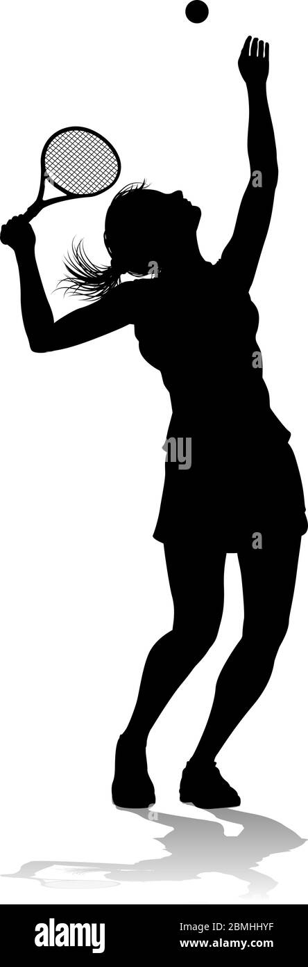 Tennis Silhouette Sport Spieler Frau Stock Vektor