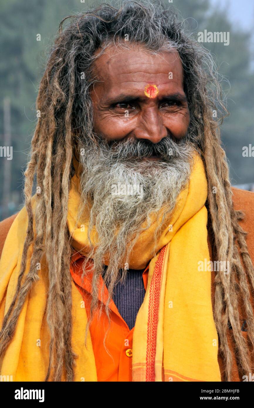 Porträt eines Sadhu in ganga sagar mela West bengal indien Stockfoto