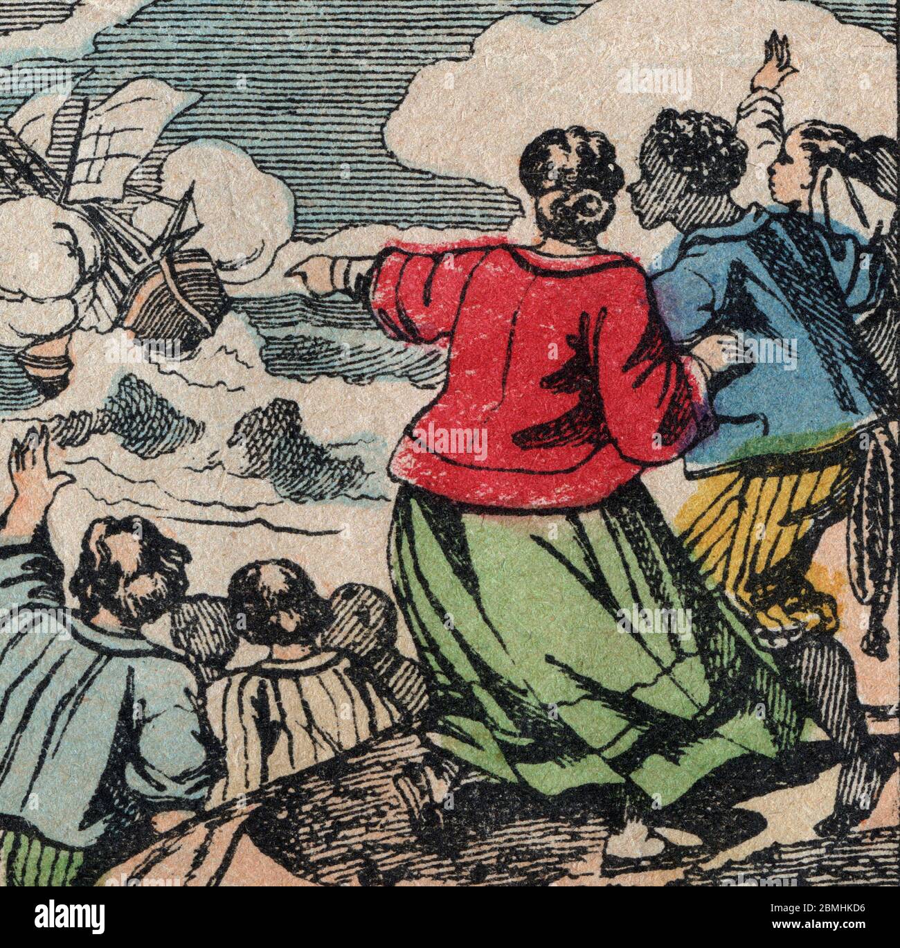 Illustration de 'Paul et Virginie' de Bernardin de Saint Pierre (1737-1814) : le navire ramenant Virginie en Ile de France pris dans la tempete - Paul Stockfoto