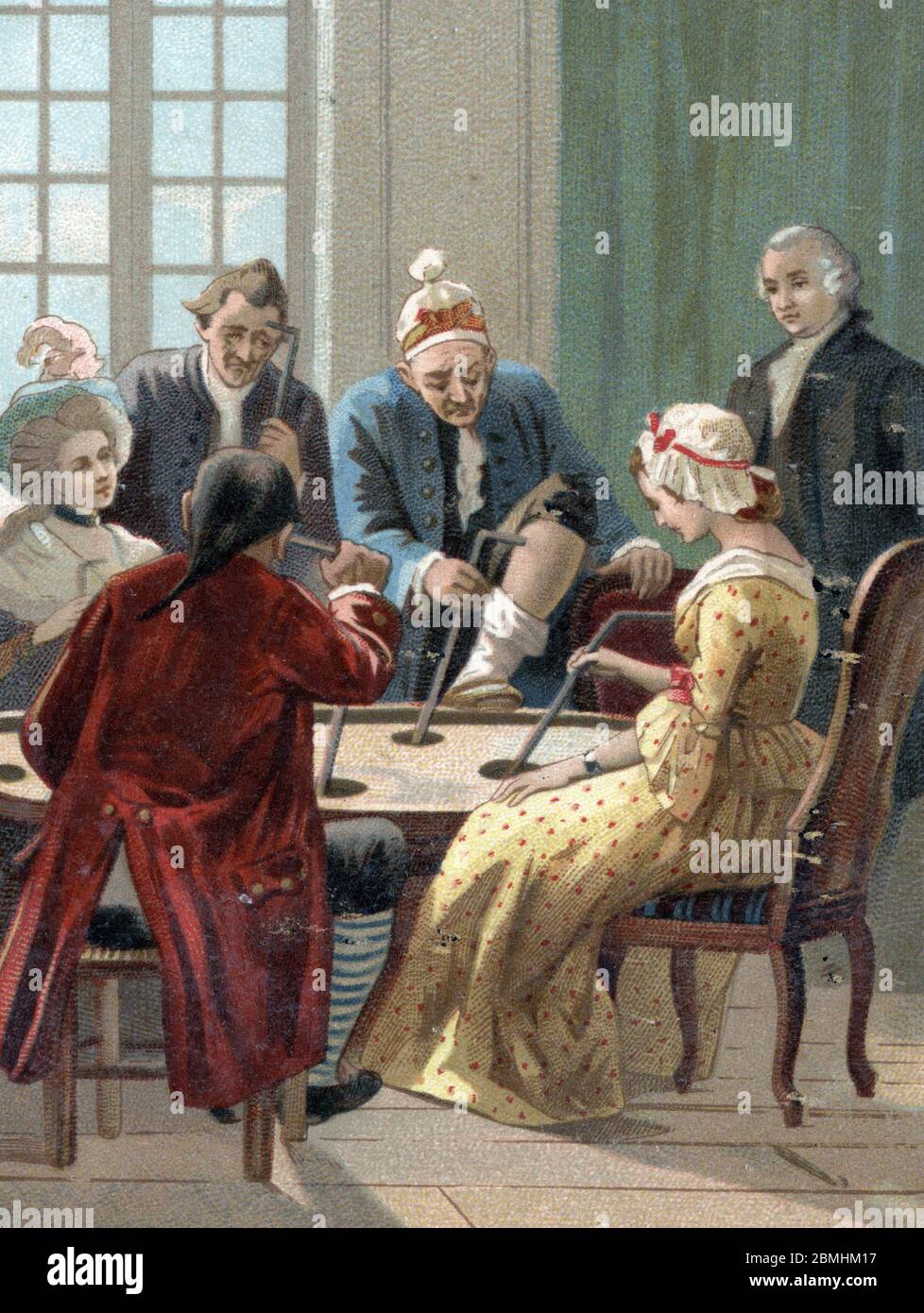 'Eance de baquet de Mesmer dans un salon de la Noblesse francaise au 18eme siecle' Demonstration de Frederic Antoine Mesmer (Franz Anton Mesmer, 1733 Stockfoto