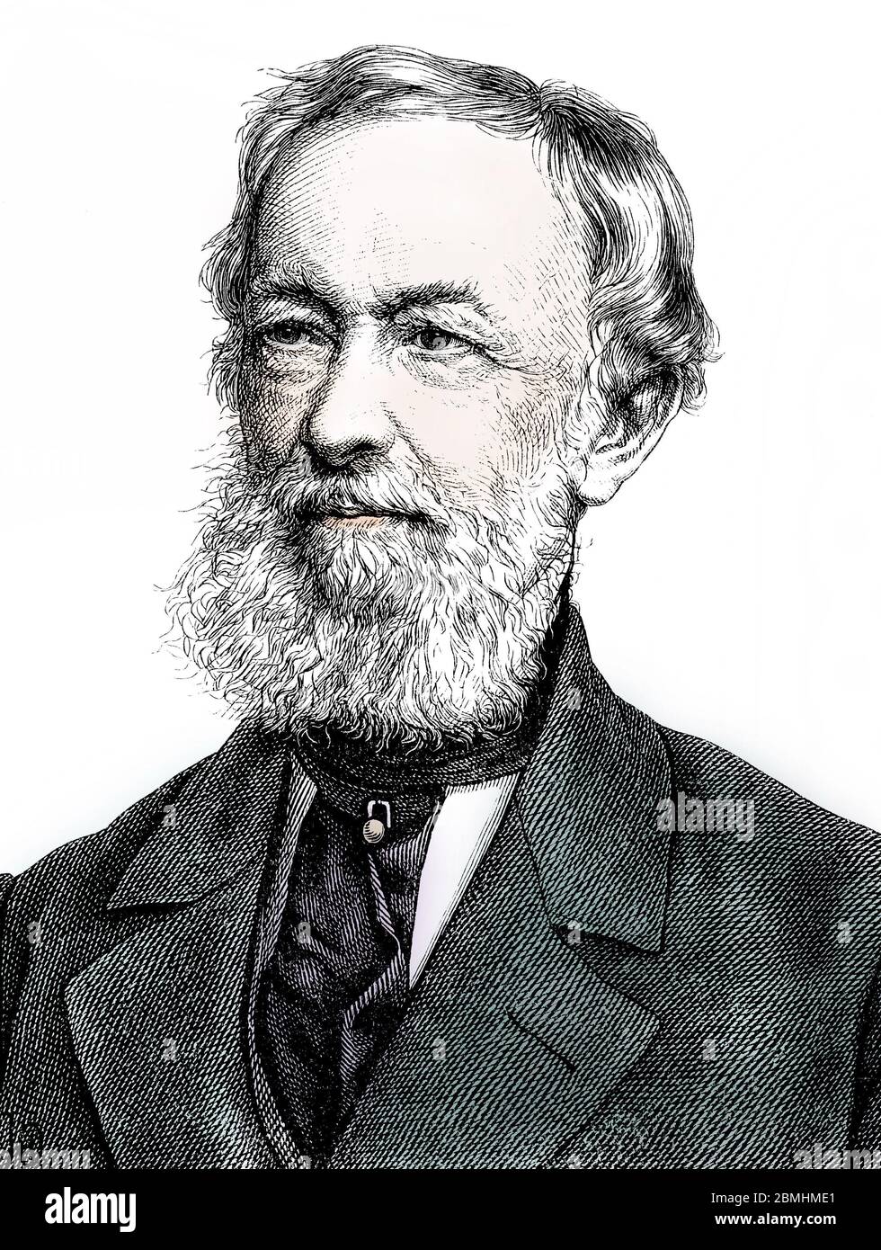 'Portrait d'Alfred Krupp industriel allemand (Portrait of Alfred Krupp (1812-1887), a German industriallist and Inventor, now ThyssenKrupp AG) Gravure Stockfoto
