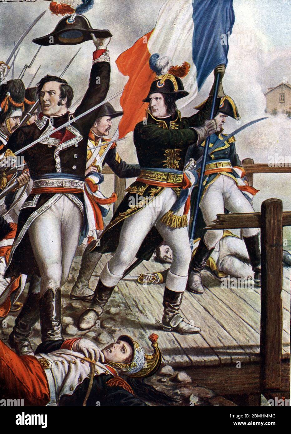 Premiere campagne d'Italie : Napoleon Bonaparte (1769-1821) lors de la bataille du Pont d'Arcole, novembre 1796' (Napoleon Bonaparte während der Schlacht Stockfoto