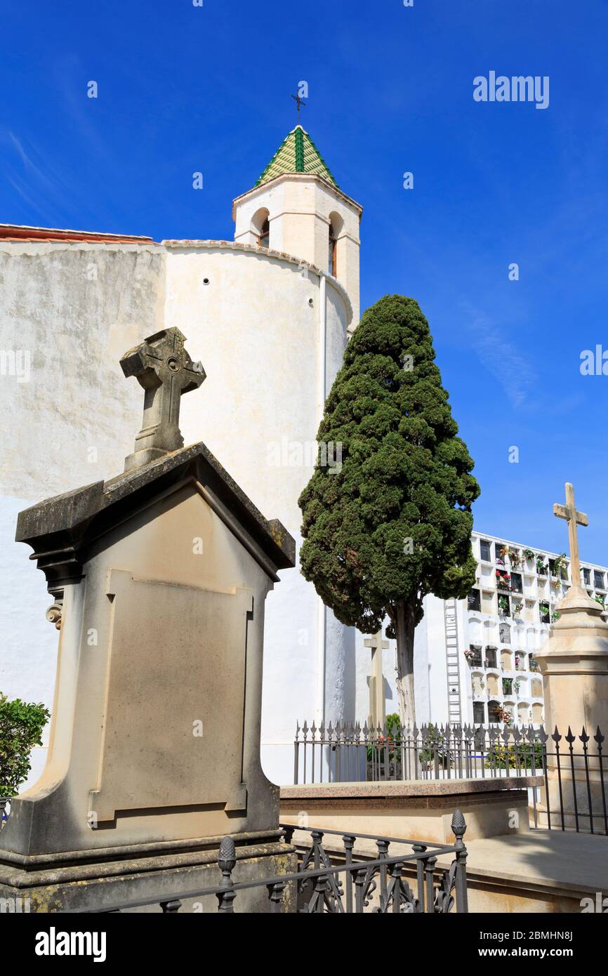 St. Sabastian Municipal Cemetery, Sitges, Katalonien, Spanien, Europa Stockfoto