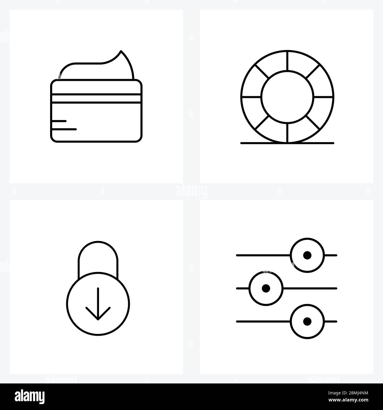 Moderner Stil Set aus 4-zeiligen Pictograph Grid-basierte Kosmetik, sicher, Rohr, Sicherheit, unten Vektor Illustration Stock Vektor