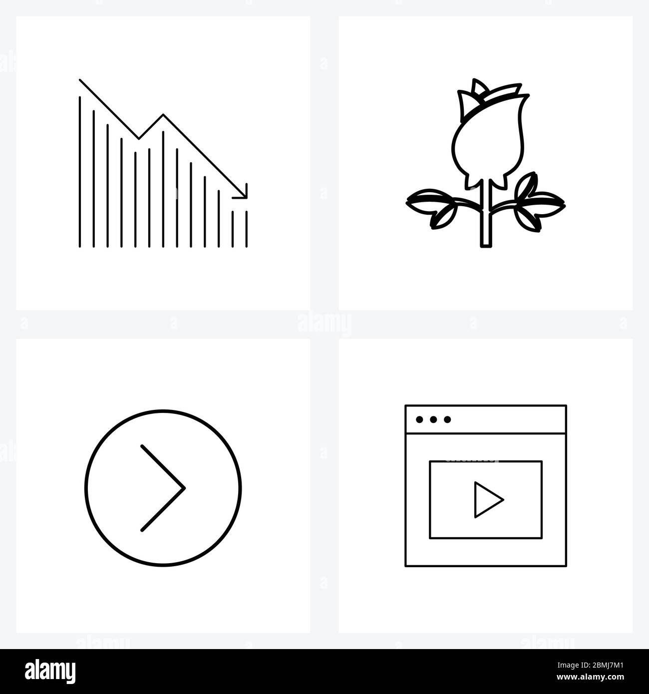 Linie Symbol Satz von 4 modernen Symbole für Unternehmen, Kreis, Gewinn, Blume, Cyan Vektor Illustration Stock Vektor