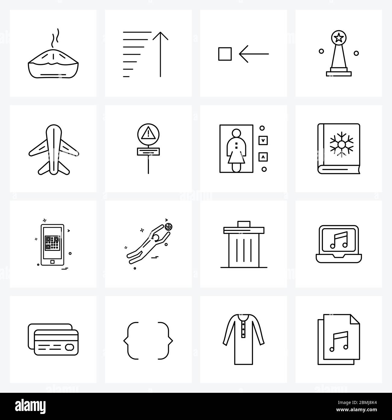 Set von 16 Linien-Symbol Zeichen und Symbole der Logistik, Lieferung, zurück, um, Gewinner Cup Vektor Illustration Stock Vektor