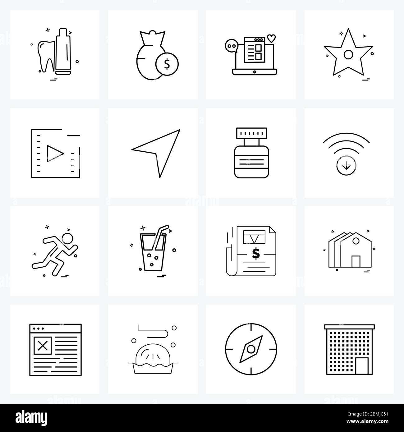 Isolierte Symbole Set von 16 Simple Line Icons von ui, Rate, Investment, Star, Website Vektor Illustration Stock Vektor