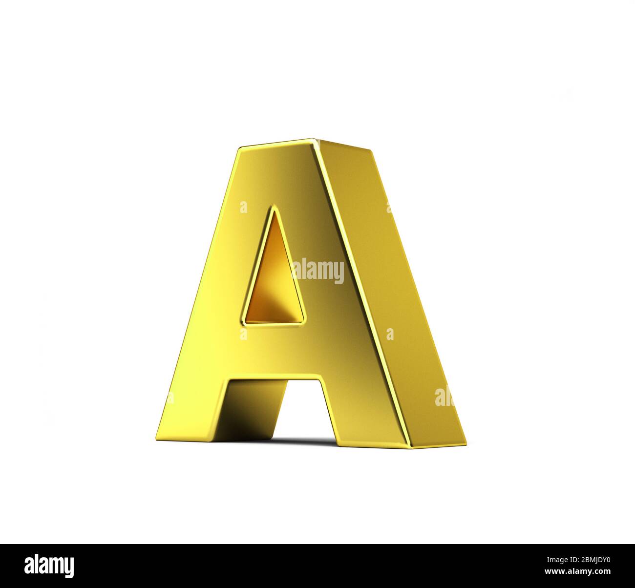 Ein Buchstabe Großbuchstaben goldene Farbe. 3D-Rendering-Abbildung Stockfoto